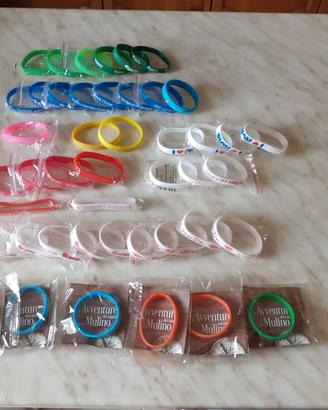 46 Braccialetti di gomma colori e sponsor vari