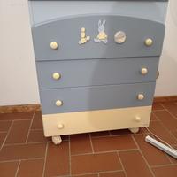 Fasciatoio e lettino con sponde in coordinato