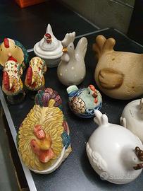 galline e uova in ceramica