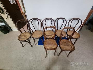 Lotto 7 Sedie Vintage da Impagliare
