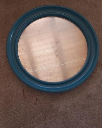 specchio rotondo cornice azzurra