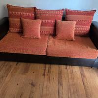 Divano 3 posti in tessuto e pelle 