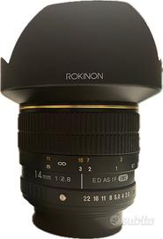 Rokinon (Samyang) 14mm f2.8 attacco Pentax