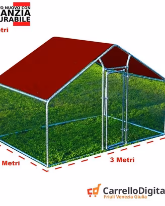 Gabbia per Polli 3x2m x h 2 m – 6 mq bordeaux