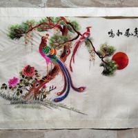 Quadro cinese vintage seta ricamata