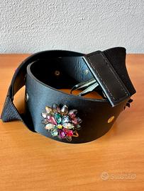 Cintura Gioiello ZARA Nera con Fiori e Cristalli