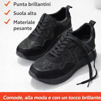 Sneakers donna nere con brillantini – suola alta –