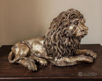 Scultura Leone resina e argento