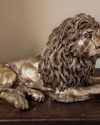 Scultura Leone resina e argento