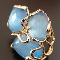 anello regolabile in ottone e occhio di gatto 