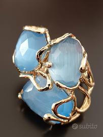 anello regolabile in ottone e occhio di gatto 