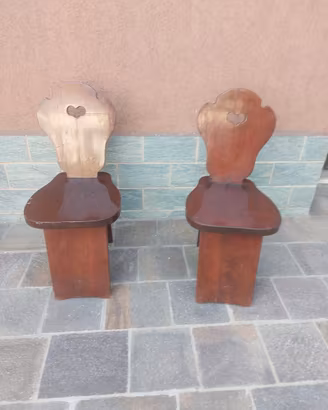 Coppia di sedie Tirolesi in legno massello