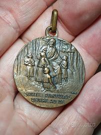Medaglia Votiva Gesù con i fanciulli Ø32mm Bronzo