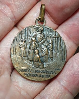 Medaglia Votiva Gesù con i fanciulli Ø32mm Bronzo
