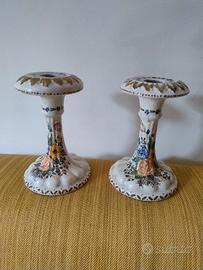 COPPIA PORTACANDELE CERAMICHE MOLARONI PESARO