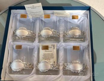 Bulgari cristallo e argento 6 bicchieri con bottig