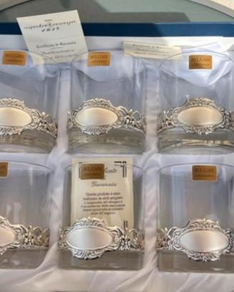 Bulgari cristallo e argento 6 bicchieri con bottig