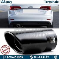 TERMINALE di Scarico OVALE per AUDI A3 8V NERO
