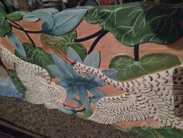 Specchio con cornice Teak decorata