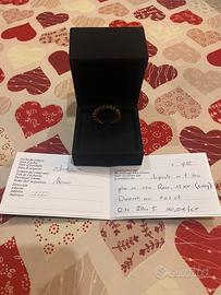 Anello rivetta brullanti neri e oro rosa