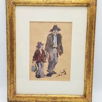 Acquerello d'epoca Vagnetti con cornice 