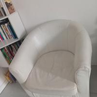 Poltrona bianca in vera pelle