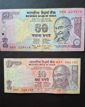 Banconote Rupie Indiane ( 50 -10 l