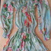 Abito corto autunnale fiorito Extrò in seta 100%