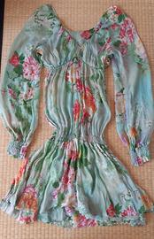 Abito corto autunnale fiorito Extrò in seta 100%