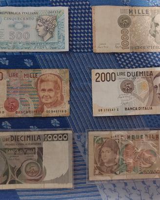 Lotto 6 Banconote Lire Italiane
