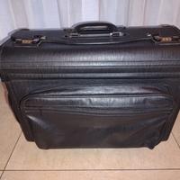 Borsa pelle/cuoio con rotelle 