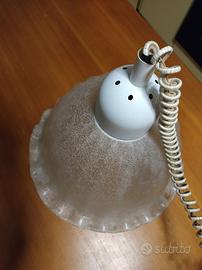lampadario vetro ruvido a campana vintage