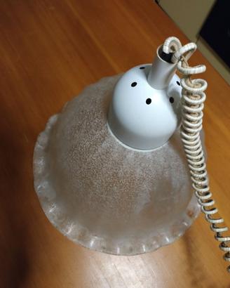 lampadario vetro ruvido a campana vintage