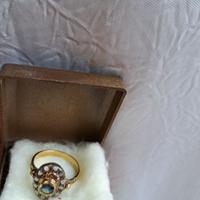 Anello vintage anni '40 oro zaffiro zirconi