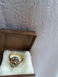 Anello vintage anni '40 oro zaffiro zirconi