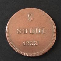 Moneta 5 soldi 1833 - Ducato di Lucca 