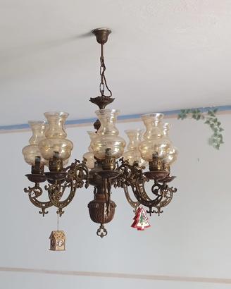 Lampadario antico stile petrolio a 10 luci