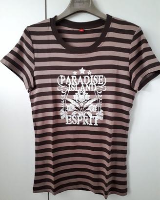 Esprit tshirt a righe marrone color cioccolato