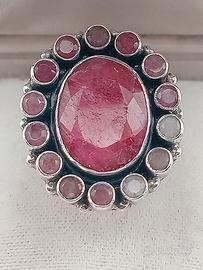 anello margherita vintage argento 925 rubini 