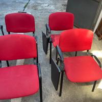 9 sedie rosse da ufficio con ribaltina nera