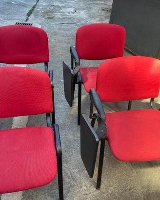 9 sedie rosse da ufficio con ribaltina nera