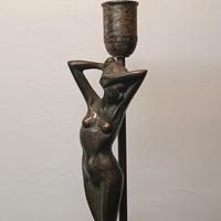 Lampada Tavolo Decò Bronzo Donna "Nuda lampione"