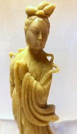 STATUA ANTICA Guan Yin IN PIETRA SAPONARIA