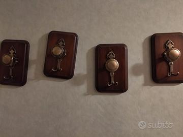 4 Attaccapanni Appendiabiti Legno Ferro Appendere