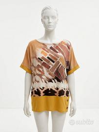 T-shirt maglietta Giada Rubino senape e strass