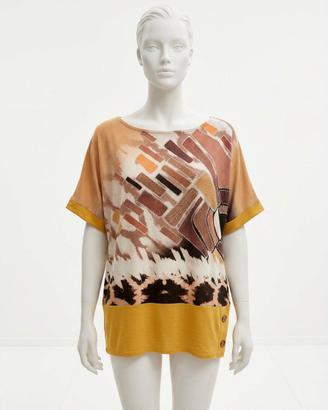 T-shirt maglietta Giada Rubino senape e strass