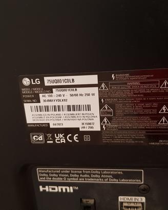 TV LG 75UG801COLB 75UG801 per ricambi