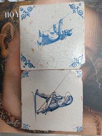 2 piastrelle Delft, Olanda XVII secolo