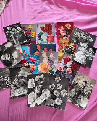 lotto cartoline con fiori anni 50 e 60