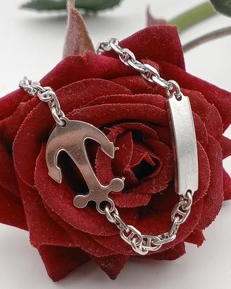 bracciale uomo argento 925 maglia nautica ancora 